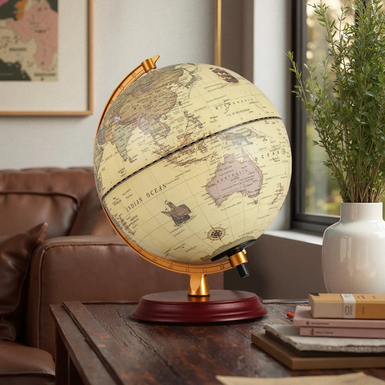8 Inch Illuminated World Globe Night Light up Globe Lamp with Wooden Stand and HD Map by DirectDeals