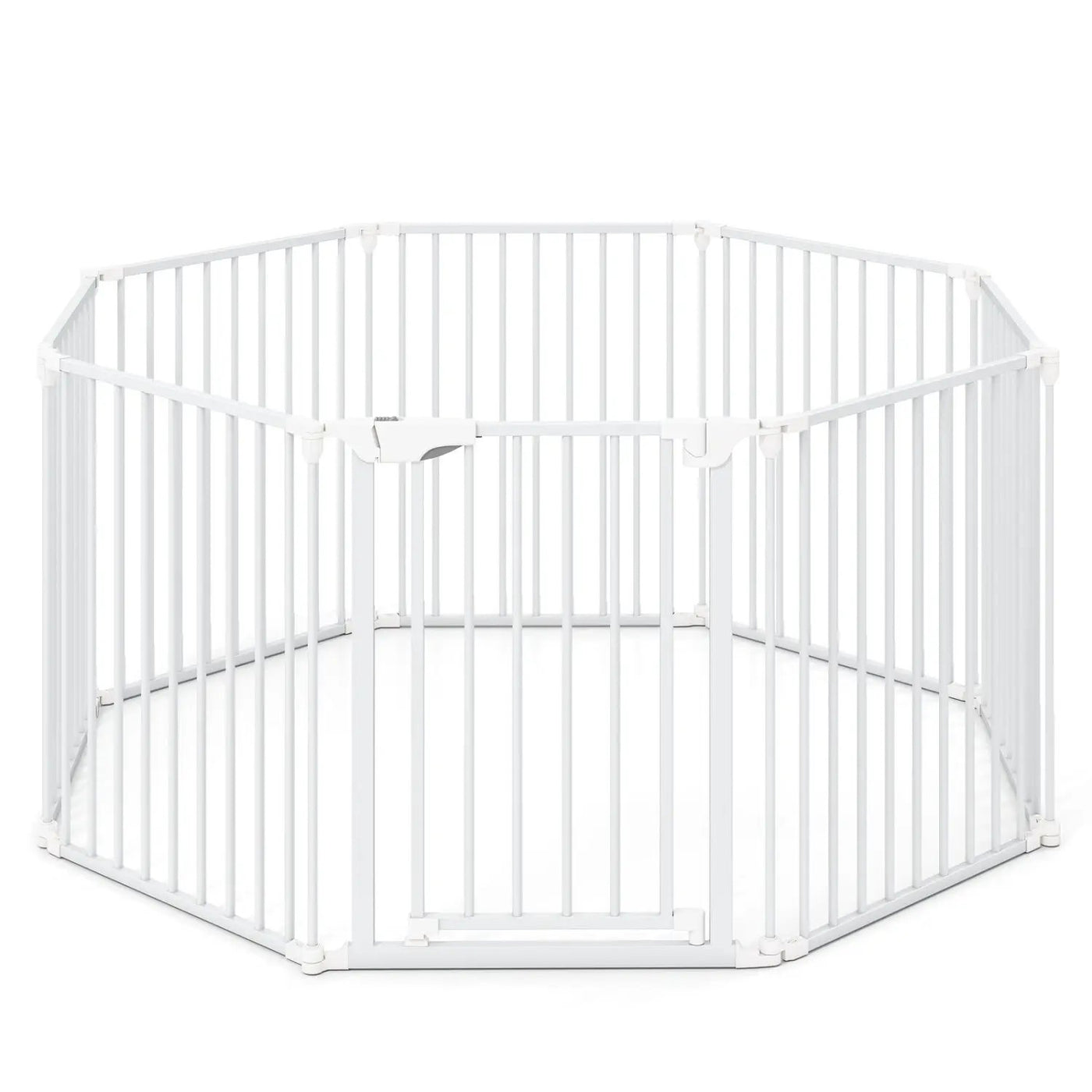 8-Panel Extra Wide Baby Gate Adjustable Pet Safety Fence with Auto-close Door by DirectDeals
