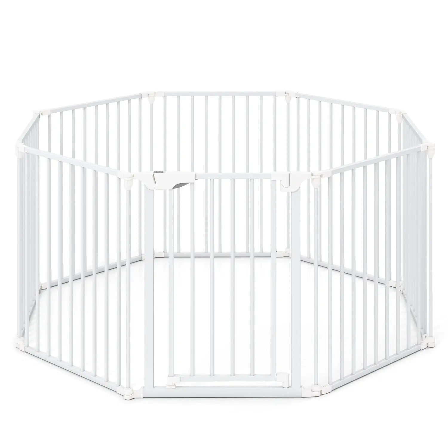 8-Panel Extra Wide Baby Gate Adjustable Pet Safety Fence with Auto-close Door by DirectDeals