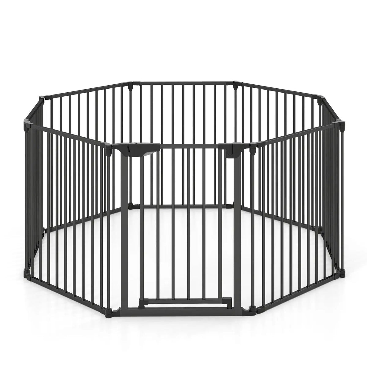 8-Panel Extra Wide Baby Gate Adjustable Pet Safety Fence with Auto-close Door by DirectDeals