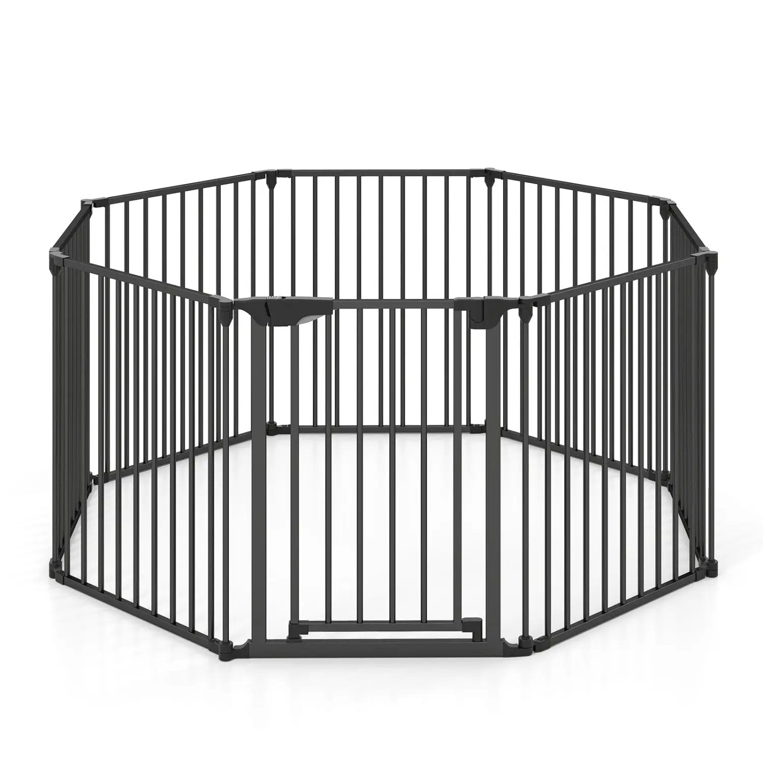 8-Panel Extra Wide Baby Gate Adjustable Pet Safety Fence with Auto-close Door by DirectDeals
