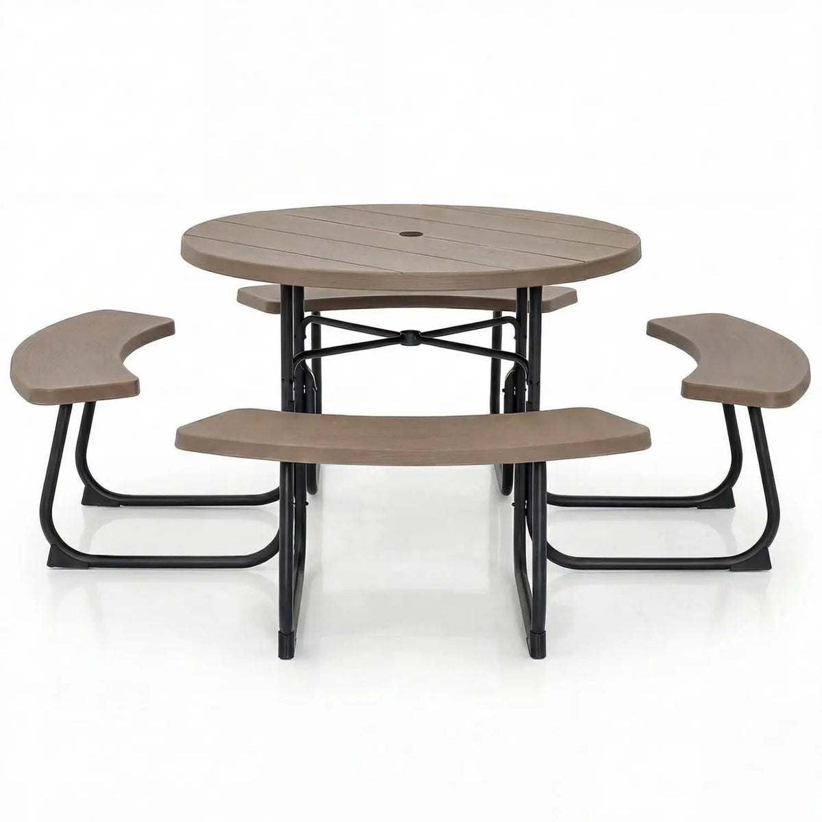 8-Person Outdoor Picnic Table and Bench Set with Umbrella Hole by DirectDeals