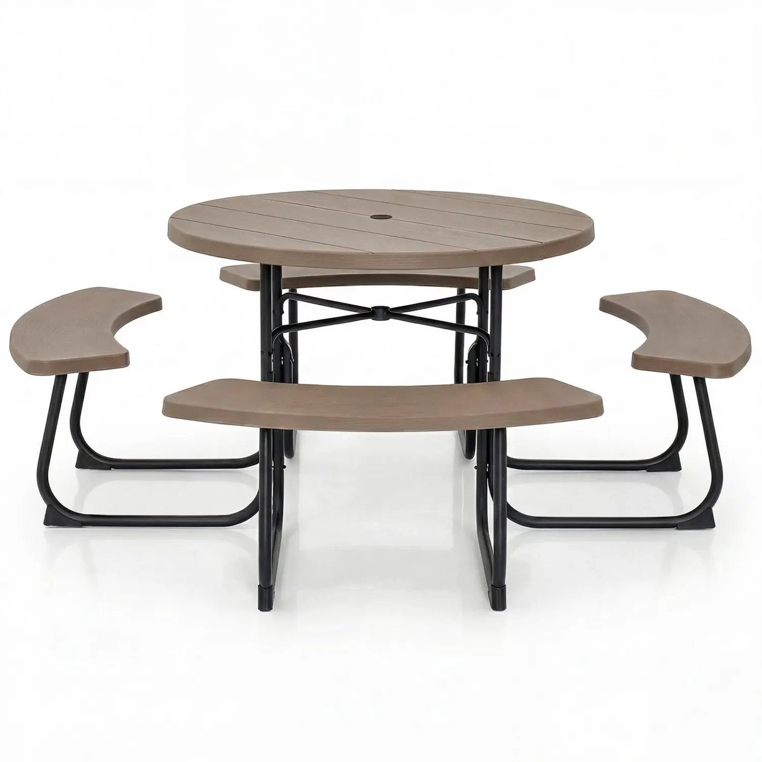8-Person Outdoor Picnic Table and Bench Set with Umbrella Hole by DirectDeals