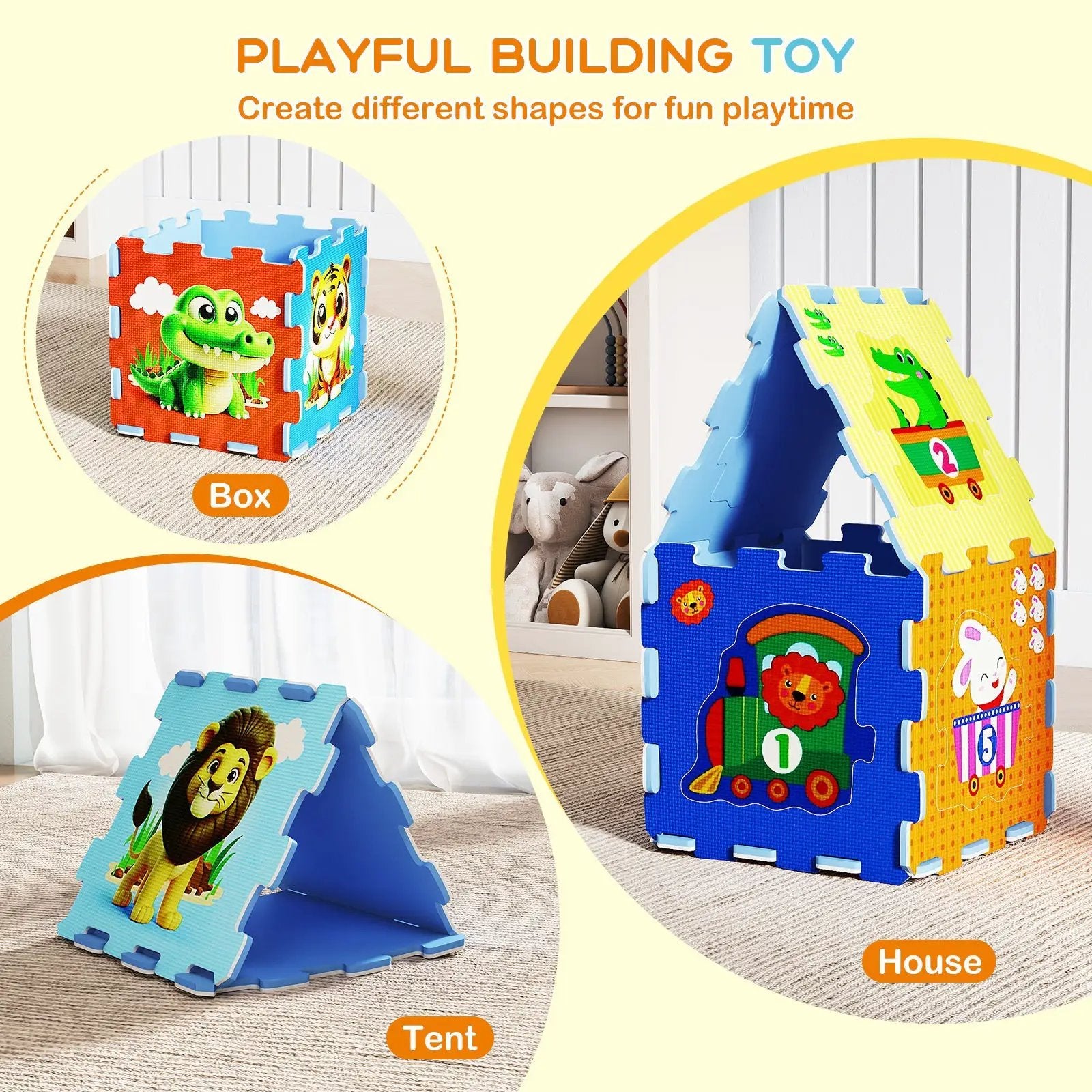 8-Piece Educational Animal Interlocking Baby Play Mat by DirectDeals