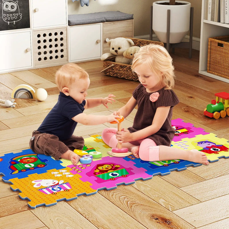 8-Piece Interlocking Baby Floor Puzzle Tiles with Educational Numbers by DirectDeals