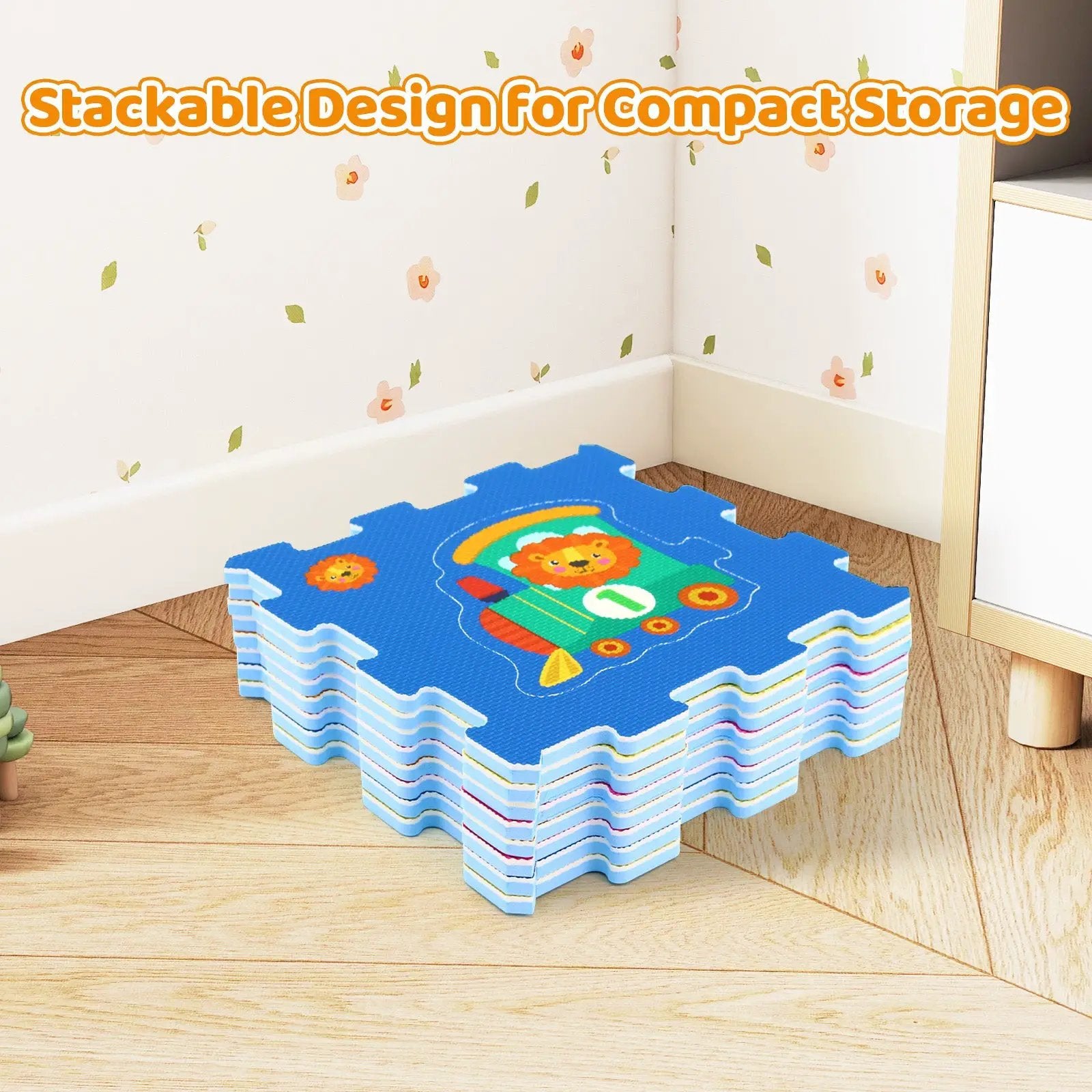 8-Piece Interlocking Baby Floor Puzzle Tiles with Educational Numbers by DirectDeals