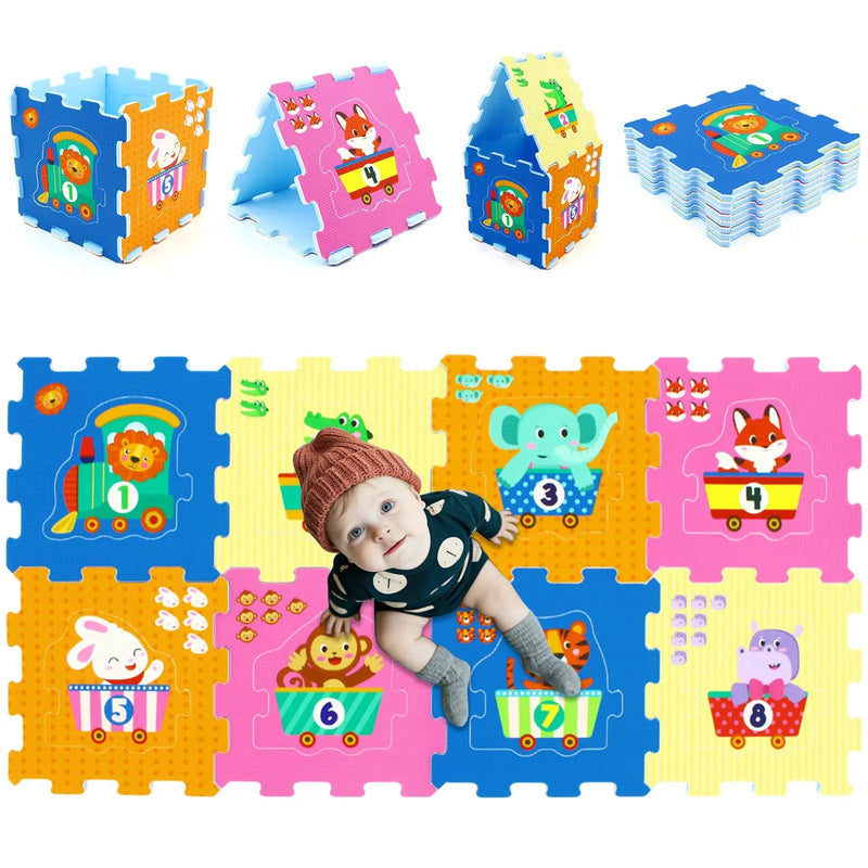 8-Piece Interlocking Baby Floor Puzzle Tiles with Educational Numbers by DirectDeals