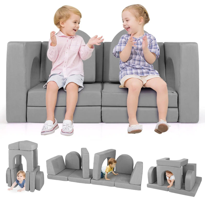 8-Piece Modular Kids Play Couch with Comfy Suede Fabric by DirectDeals