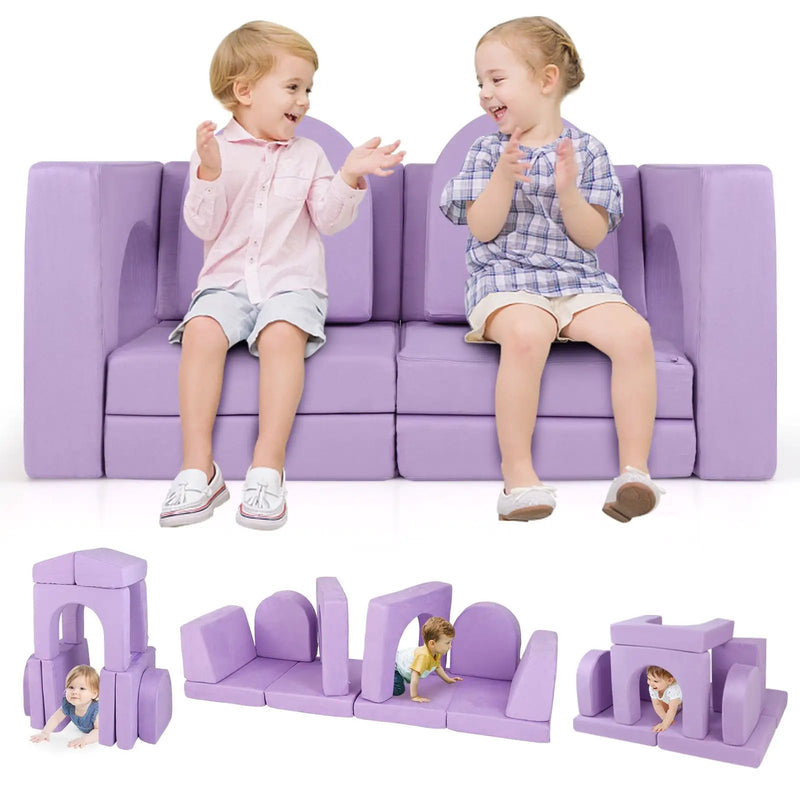 8-Piece Modular Kids Play Couch with Comfy Suede Fabric by DirectDeals