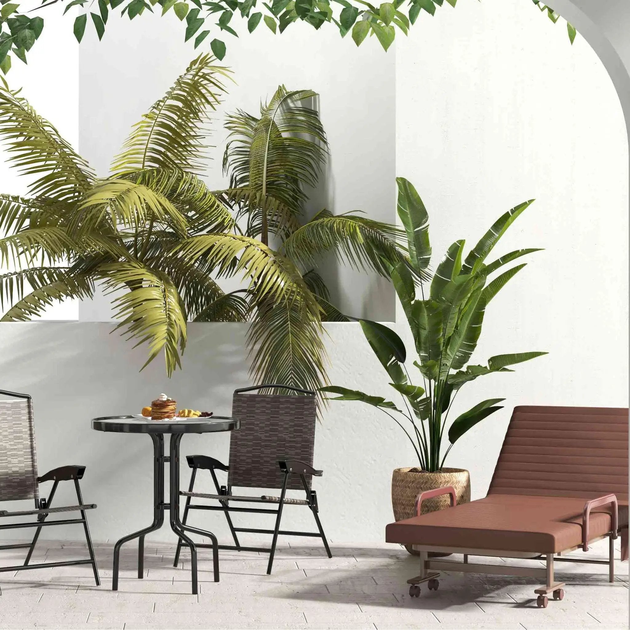 8-Piece Outdoor Furniture Set-Solar Umbrella Bistro Set Conversation Set Chaise Lounger Folding Bed Side Table Swing Chair & Dining Set by DirectDeals
