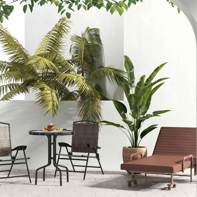 8-Piece Outdoor Furniture Set-Solar Umbrella Bistro Set Conversation Set Chaise Lounger Folding Bed Side Table Swing Chair & Dining Set by DirectDeals