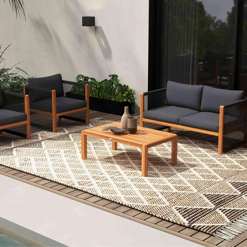 8-Piece Outdoor Furniture Set-Solar Umbrella Bistro Set Conversation Set Chaise Lounger Folding Bed Side Table Swing Chair & Dining Set by DirectDeals