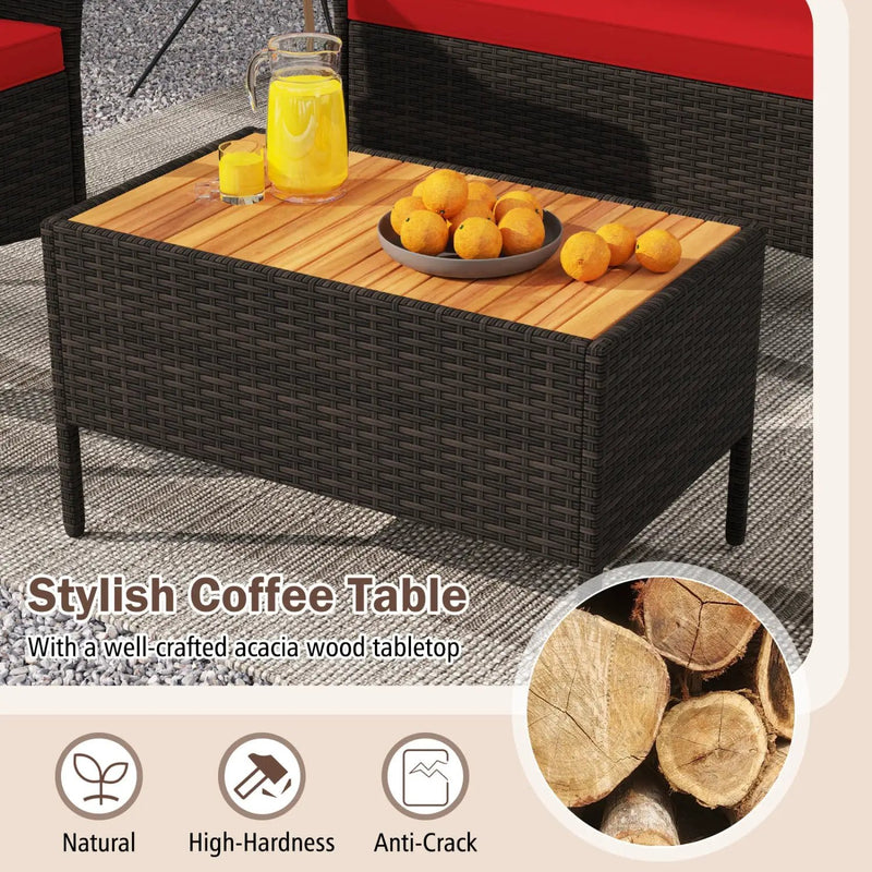8 Piece Patio Wicker Sofa Set 4 Rattan Chairs and 2 Loveseat with 2 Table by DirectDeals