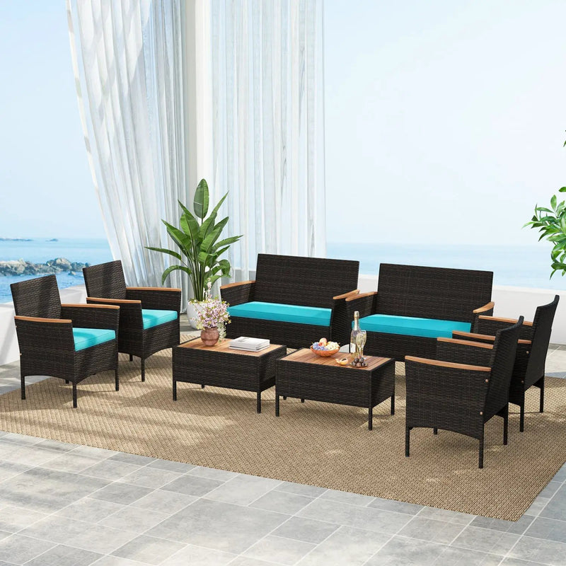 8-Piece Patio Conversation Set with Cushions - Turquoise by DirectDeals
