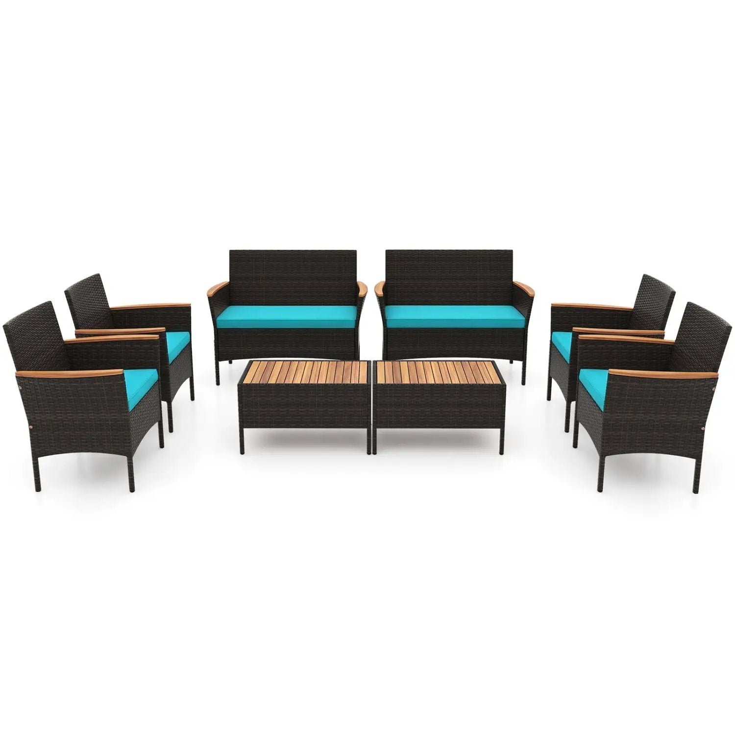 8-Piece Patio Conversation Set with Cushions - Turquoise by DirectDeals
