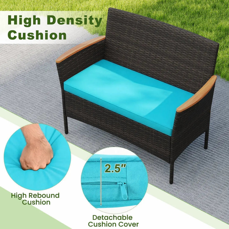 8-Piece Patio Conversation Set with Cushions - Turquoise by DirectDeals