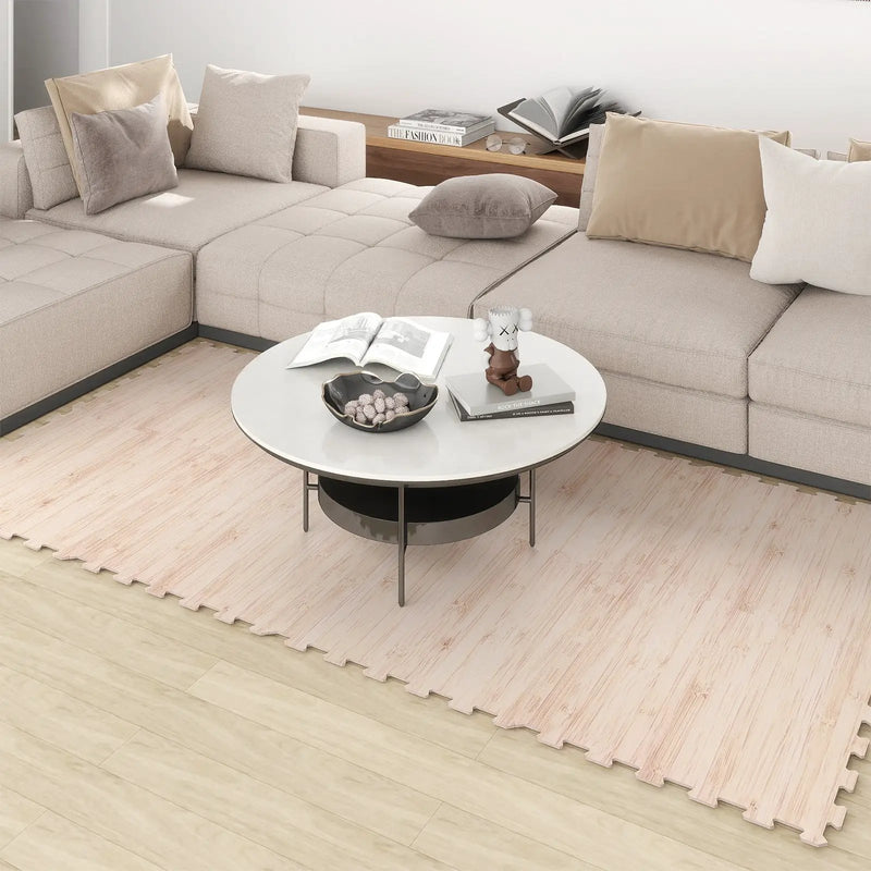 8 Pieces EVA Foam Floor Tiles with Wood Texture by DirectDeals