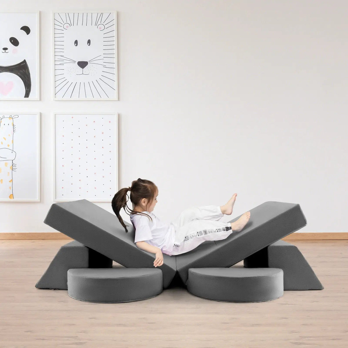 8 Pieces Kids Modular Play Sofa with Detachable Cover for Playroom and Bedroom by DirectDeals