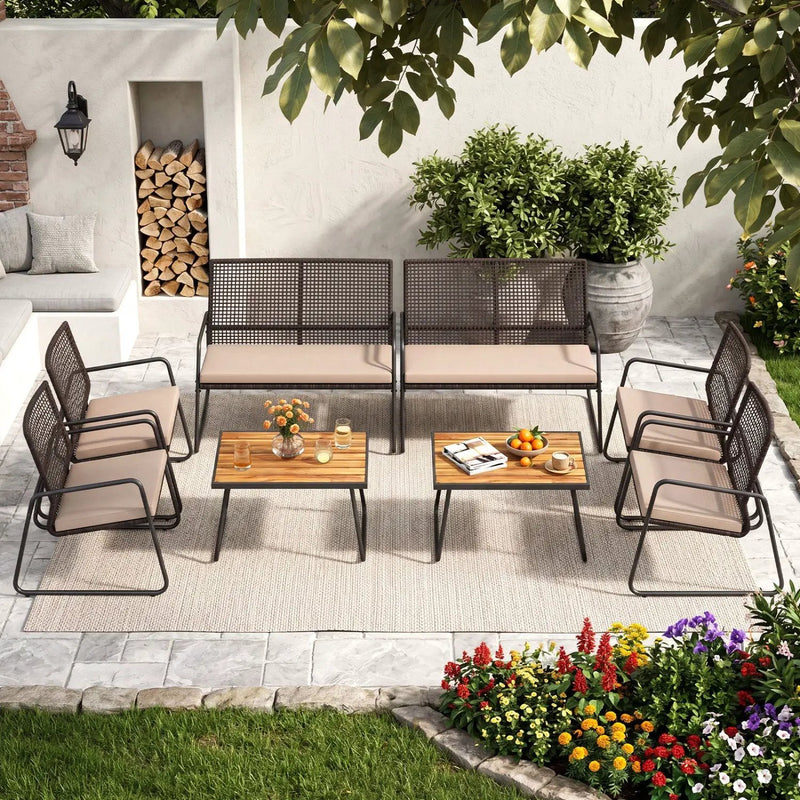 8-Piece Patio Conversation Set with Acacia Wood Coffee Table by DirectDeals