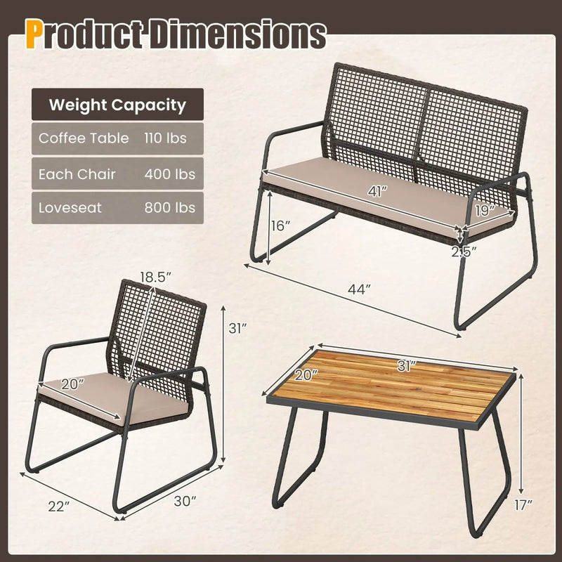8-Piece Patio Conversation Set with Acacia Wood Coffee Table by DirectDeals