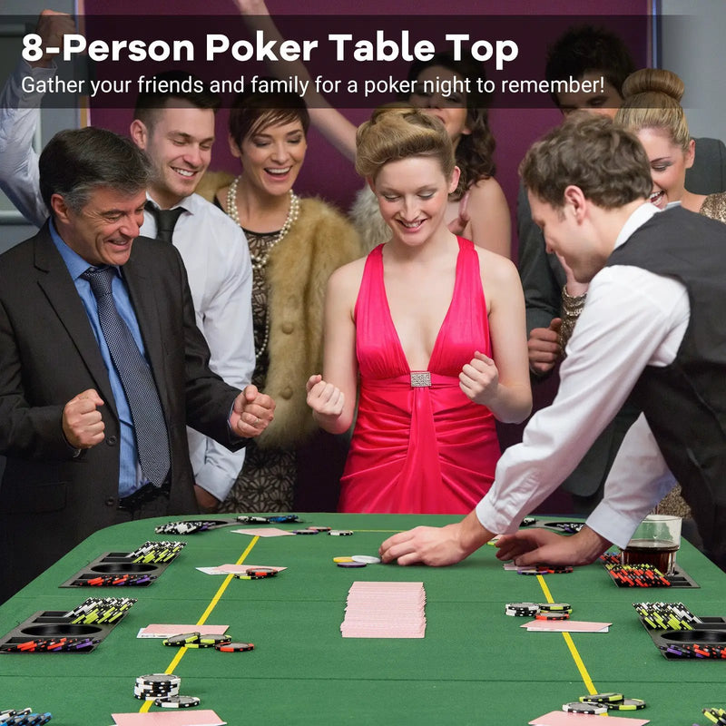 79 x 36 Inch 8-Player Foldable Poker Table Top with Carry Bag and Cup Holders by DirectDeals
