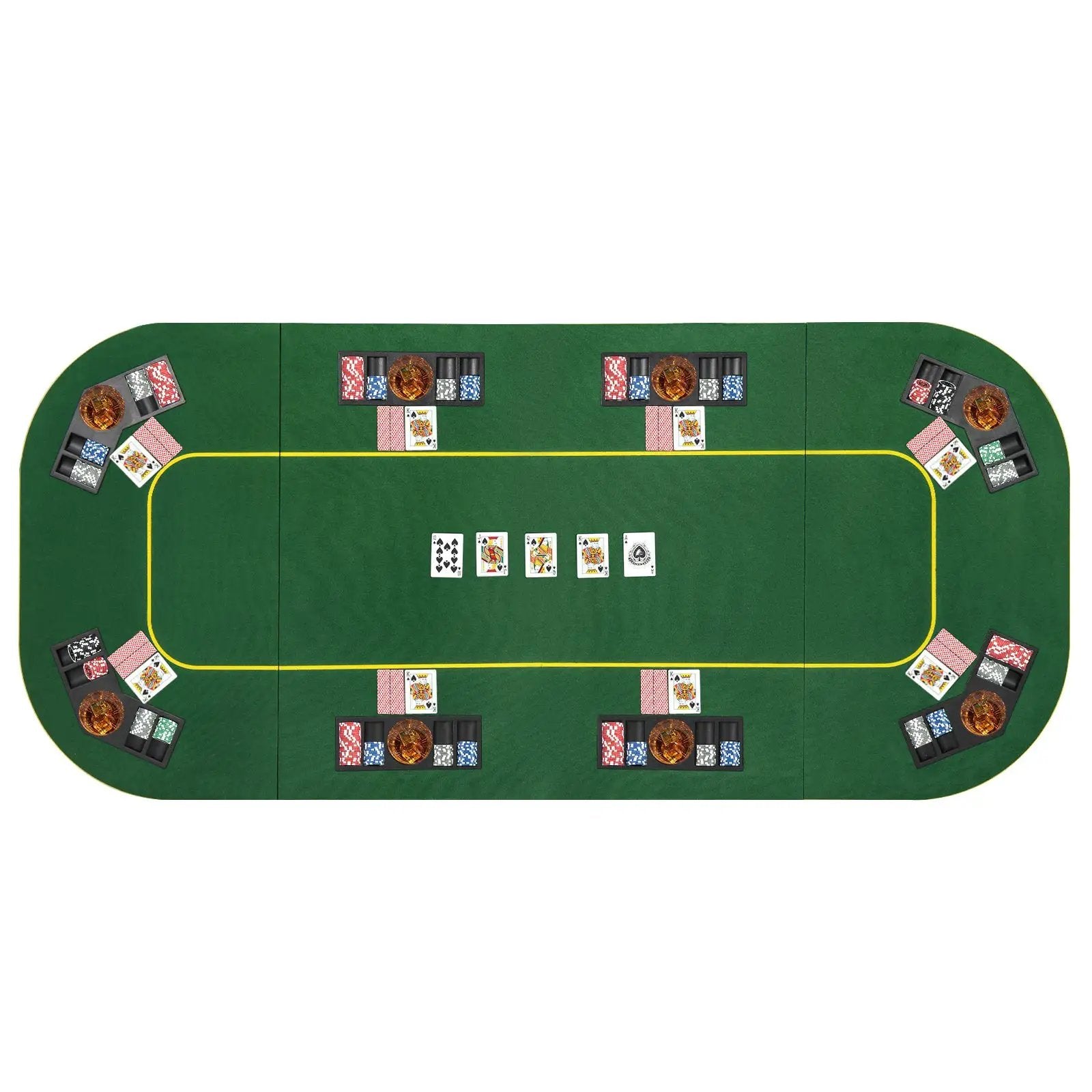79 x 36 Inch 8-Player Foldable Poker Table Top with Carry Bag and Cup Holders by DirectDeals