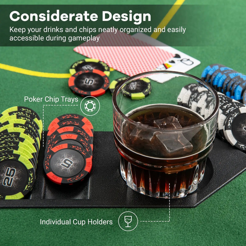 79 x 36 Inch 8-Player Foldable Poker Table Top with Carry Bag and Cup Holders by DirectDeals
