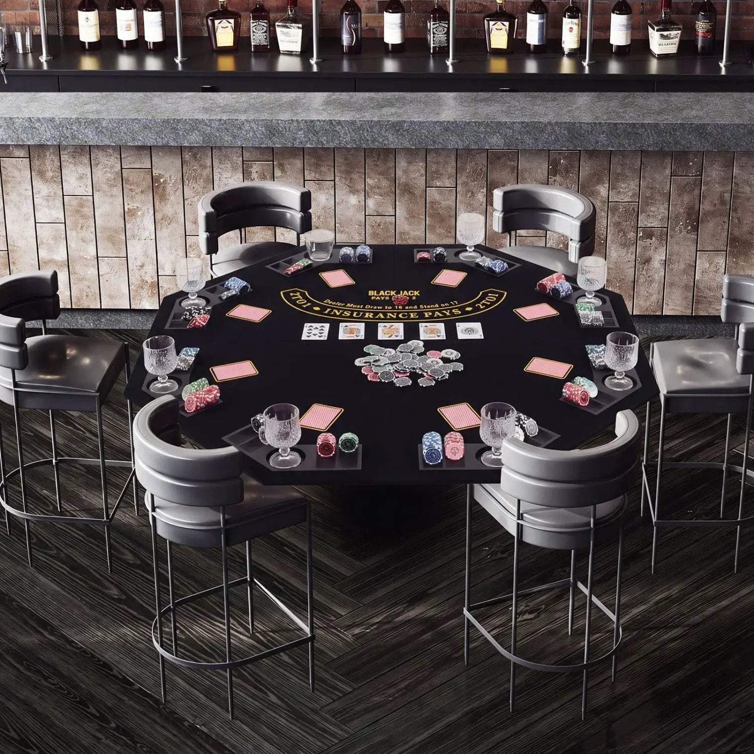8-Player Foldable Poker Table Top with Cup Holders by DirectDeals