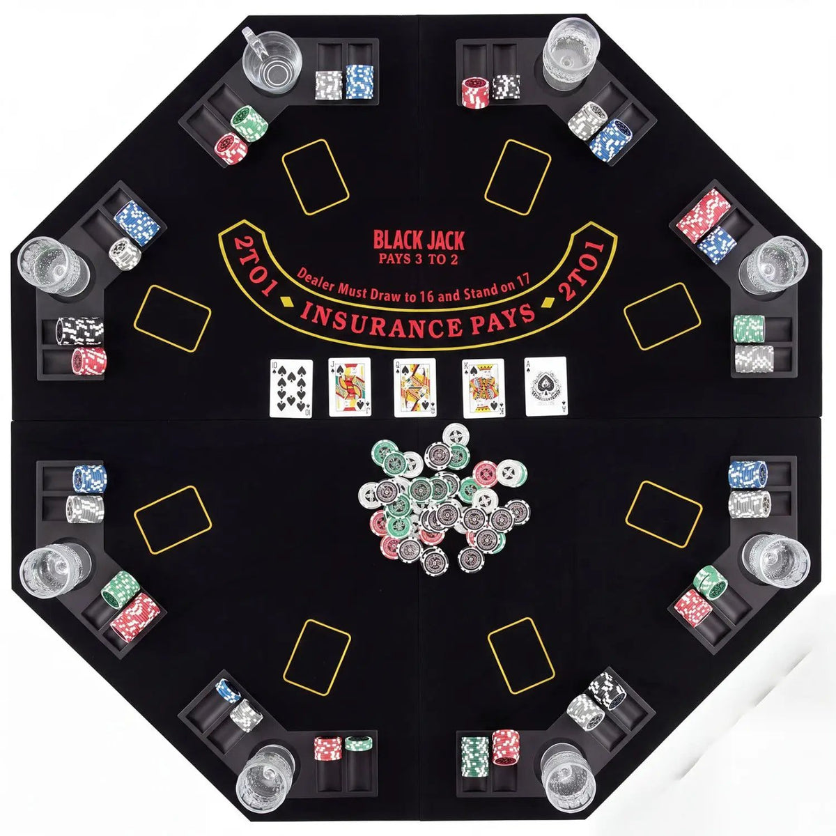8-Player Foldable Poker Table Top with Cup Holders by DirectDeals