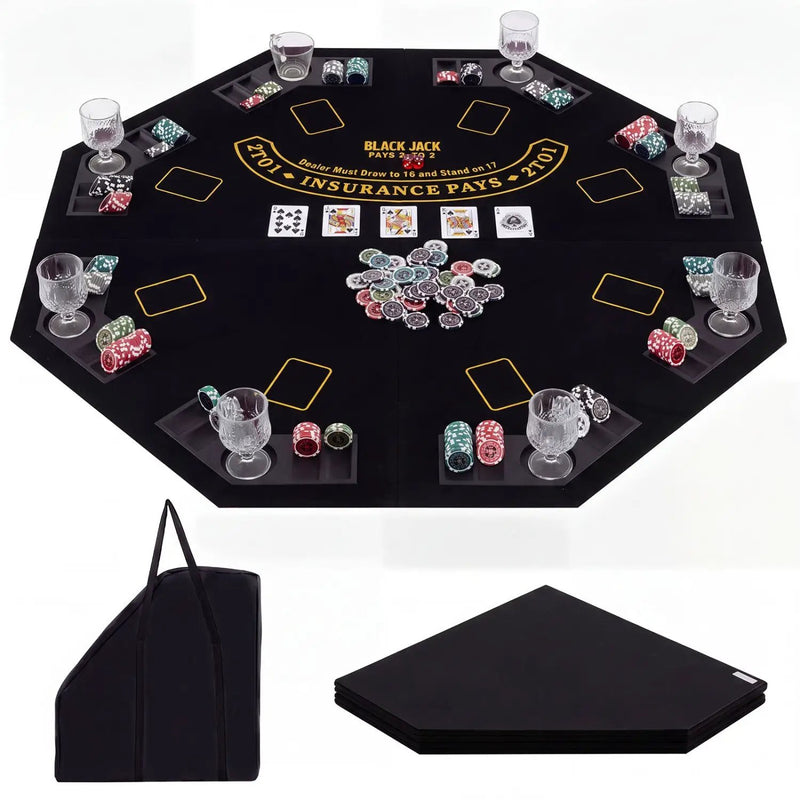 8-Player Foldable Poker Table Top with Cup Holders by DirectDeals