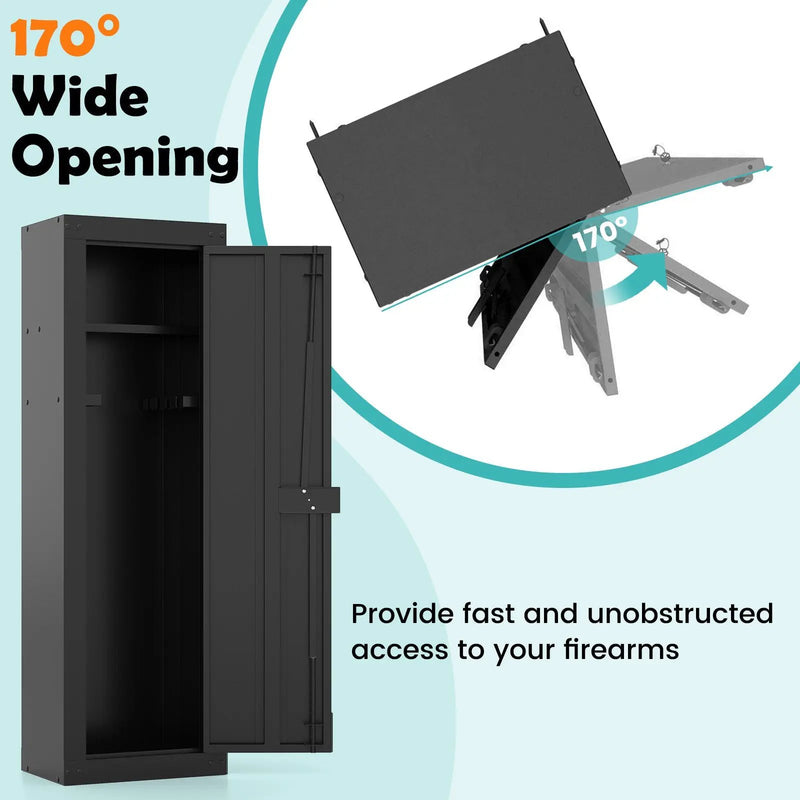8 Rifle Safe Large Gun Cabinet with Storage Shelf-Black by DirectDeals