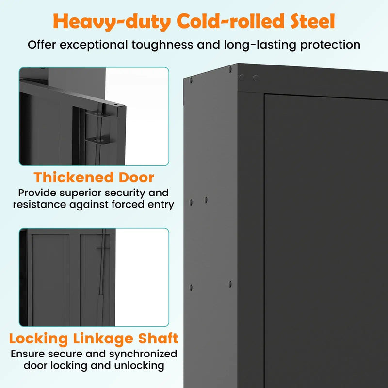 8 Rifle Safe Large Gun Cabinet with Storage Shelf-Black by DirectDeals