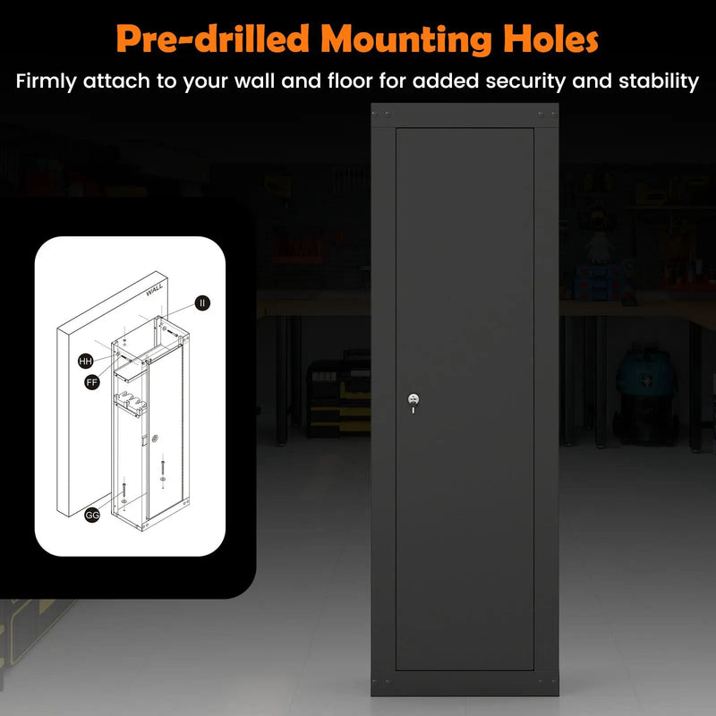 8 Rifle Safe Large Gun Cabinet with Storage Shelf-Black by DirectDeals