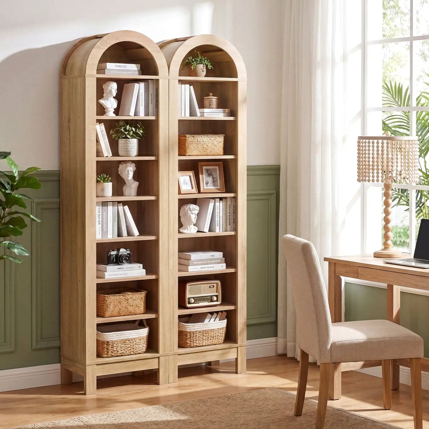 8-Tier Modern Arch Bookshelf with 3 Adjustable Shelves by DirectDeals