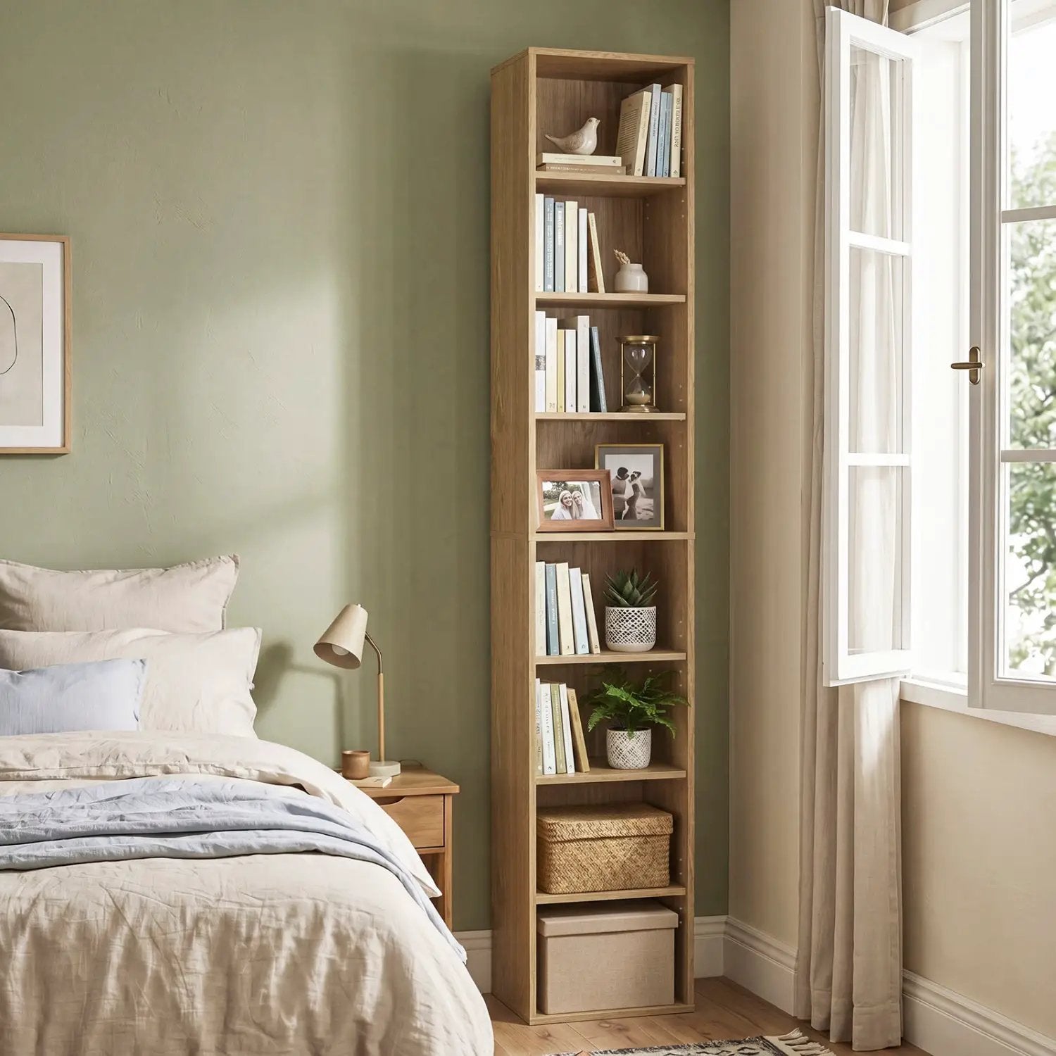 8-Tier Narrow Bookshelf with Adjustable Shelves by DirectDeals