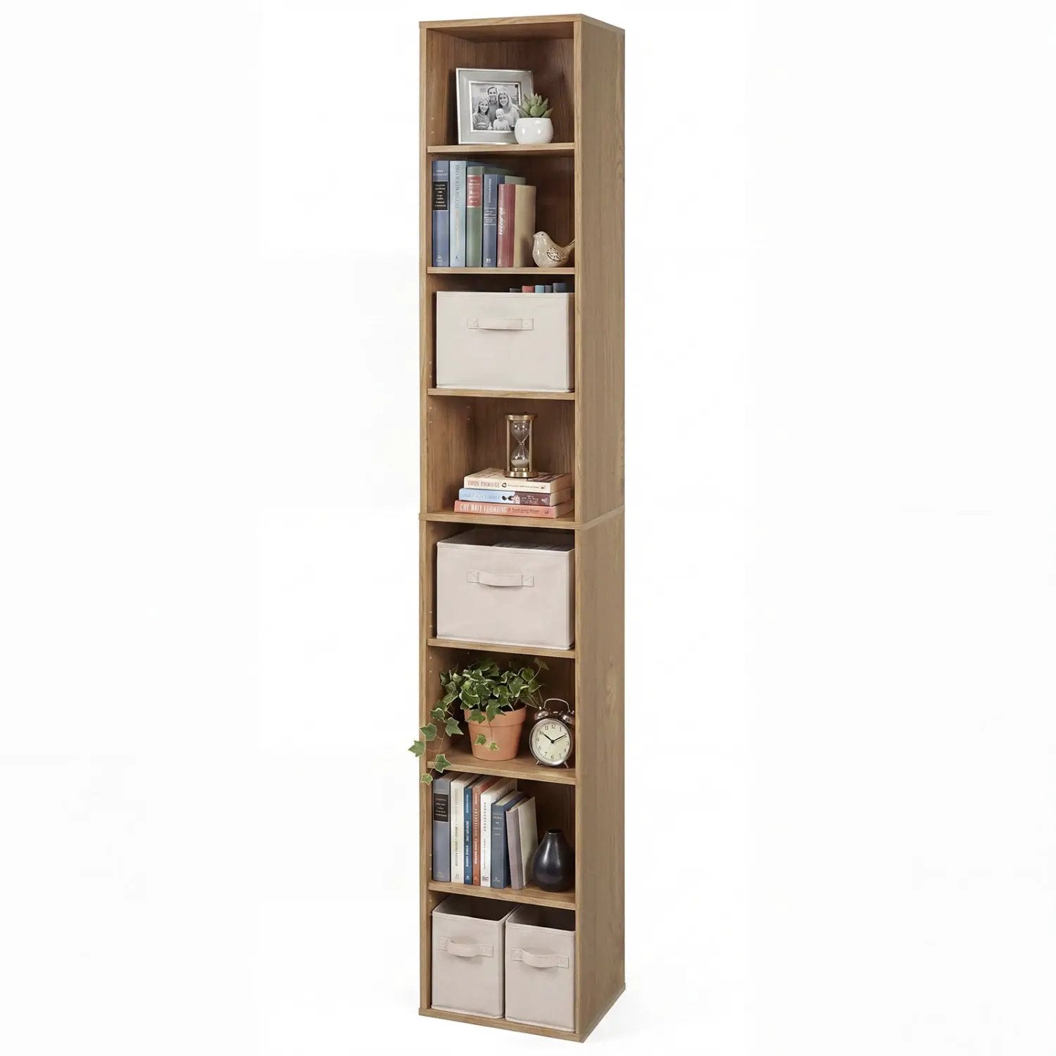8-Tier Narrow Bookshelf with Adjustable Shelves by DirectDeals