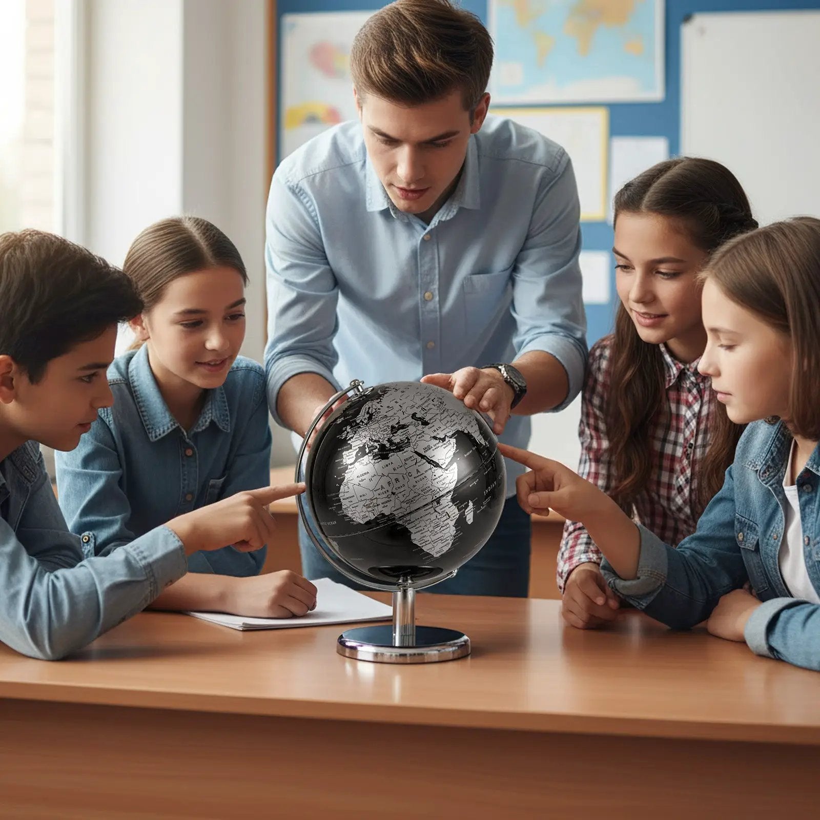 8" World Globe Modern Decorative Tabletop Earth Globe by DirectDeals