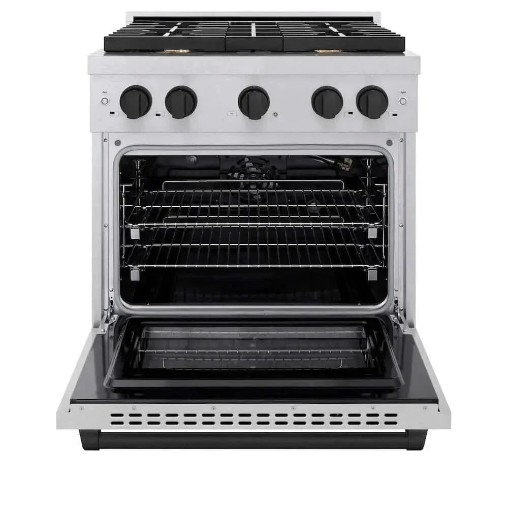 ZLINE 30"Gas Range, Convection Gas Oven , DuraSnow® Matte Black, SGRSZ-30-MB by Farmhouse Kitchen and Bath