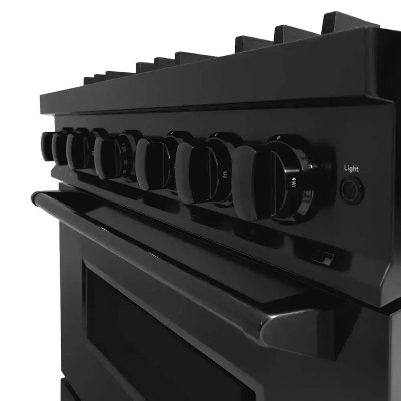 ZLINE 36" Dual Fuel Range, Gas Cooktop, Electric Convection Oven Black Stainless Steel, CDRB-36 by Farmhouse Kitchen and Bath