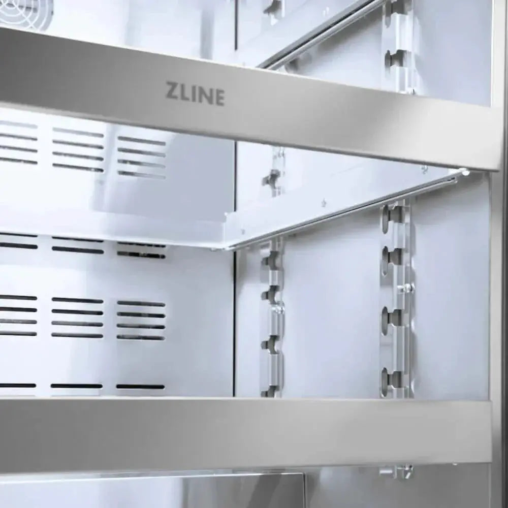 ZLINE 24" Touchstone 151 Can Beverage Fridge DuraSnow® Stainless Steel Glass Door Matte Black Handle RBSOZ-SN-24-MB by Farmhouse Kitchen and Bath