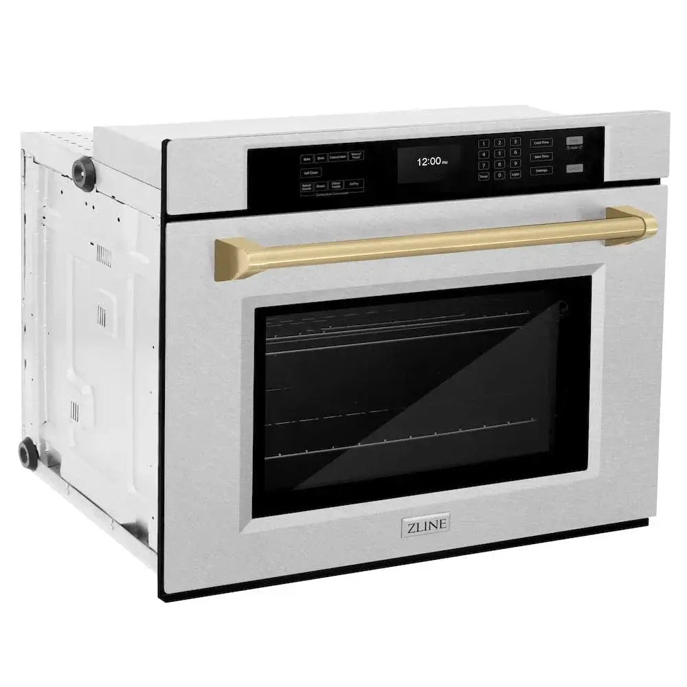 ZLINE 30"Professional True Convection Single Wall Oven, Air Fry, Self Clean, DuraSnow® Champagne Bronze WASSZ-30-CB by Farmhouse Kitchen and Bath