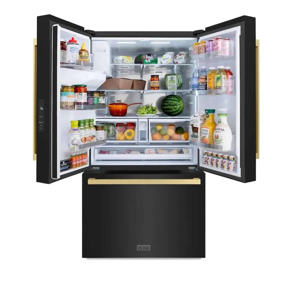 ZLINE 36" Refrigerator, Water, Ice Dispenser, Black Stainless, RSMZ-W36-BS-FCB by Farmhouse Kitchen and Bath