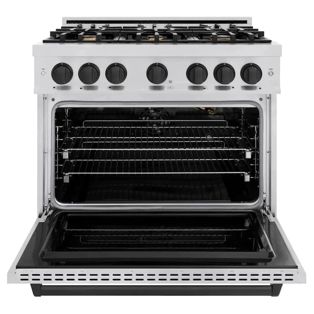 ZLINE 36" Classic Gas Range, Convection Gas Oven Stainless Steel, Matte Black CGRZ-36-MB by Farmhouse Kitchen and Bath