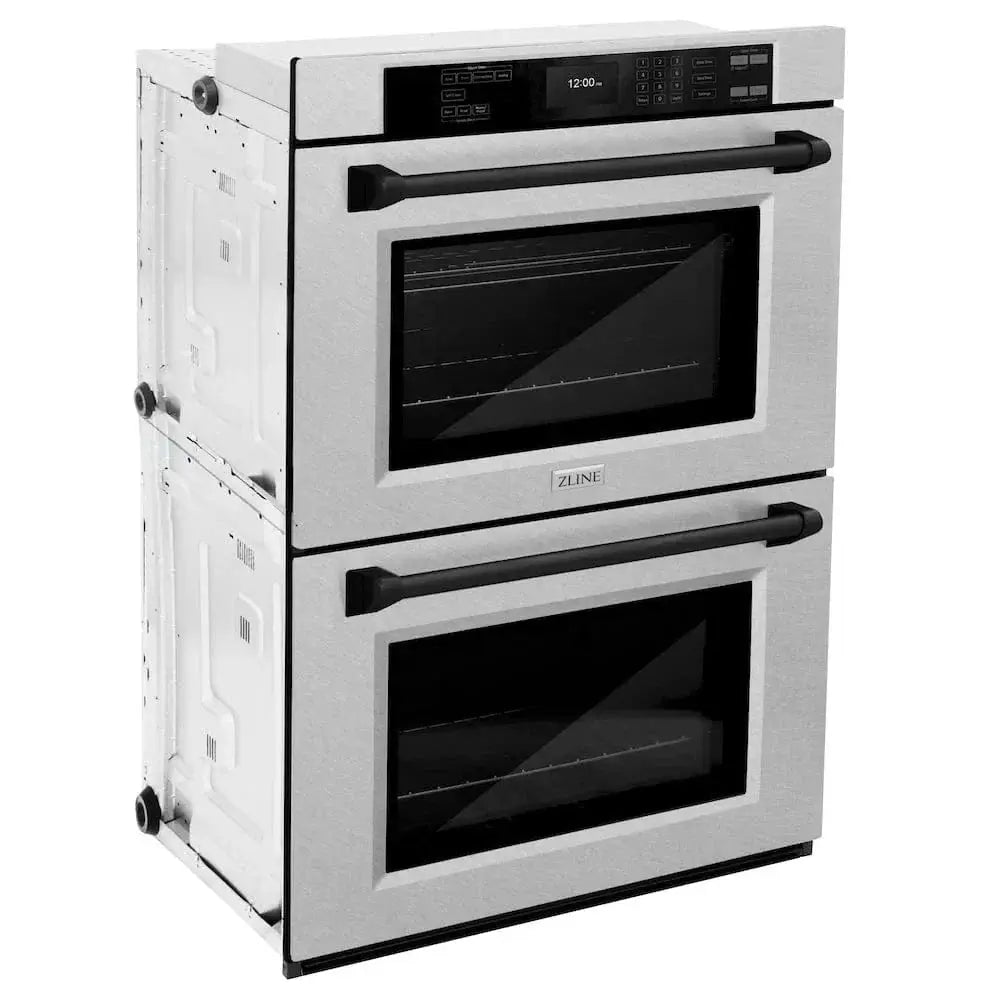ZLINE 30"Professional True Convection Double Wall Oven, Air Fry, Self Clean, DuraSnow® Matte Black WADSZ-30-MB by Farmhouse Kitchen and Bath