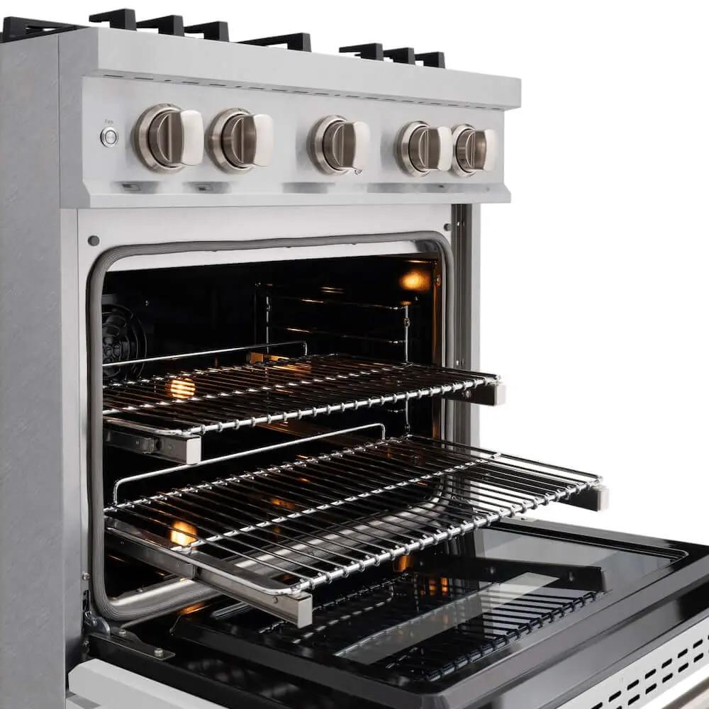 ZLINE 30" Dual Fuel Range, Gas Cooktop, Electric Convection Oven DuraSnow® Stainless Steel, White Matte Door CDRS-WM-30 by Farmhouse Kitchen and Bath