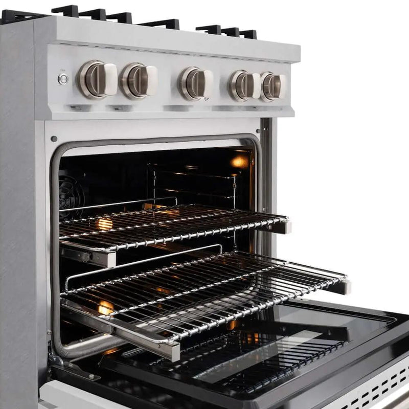 ZLINE 30" Dual Fuel Range, Gas Cooktop, Electric Convection Oven DuraSnow® Stainless Steel, White Matte Door CDRS-WM-30 by Farmhouse Kitchen and Bath