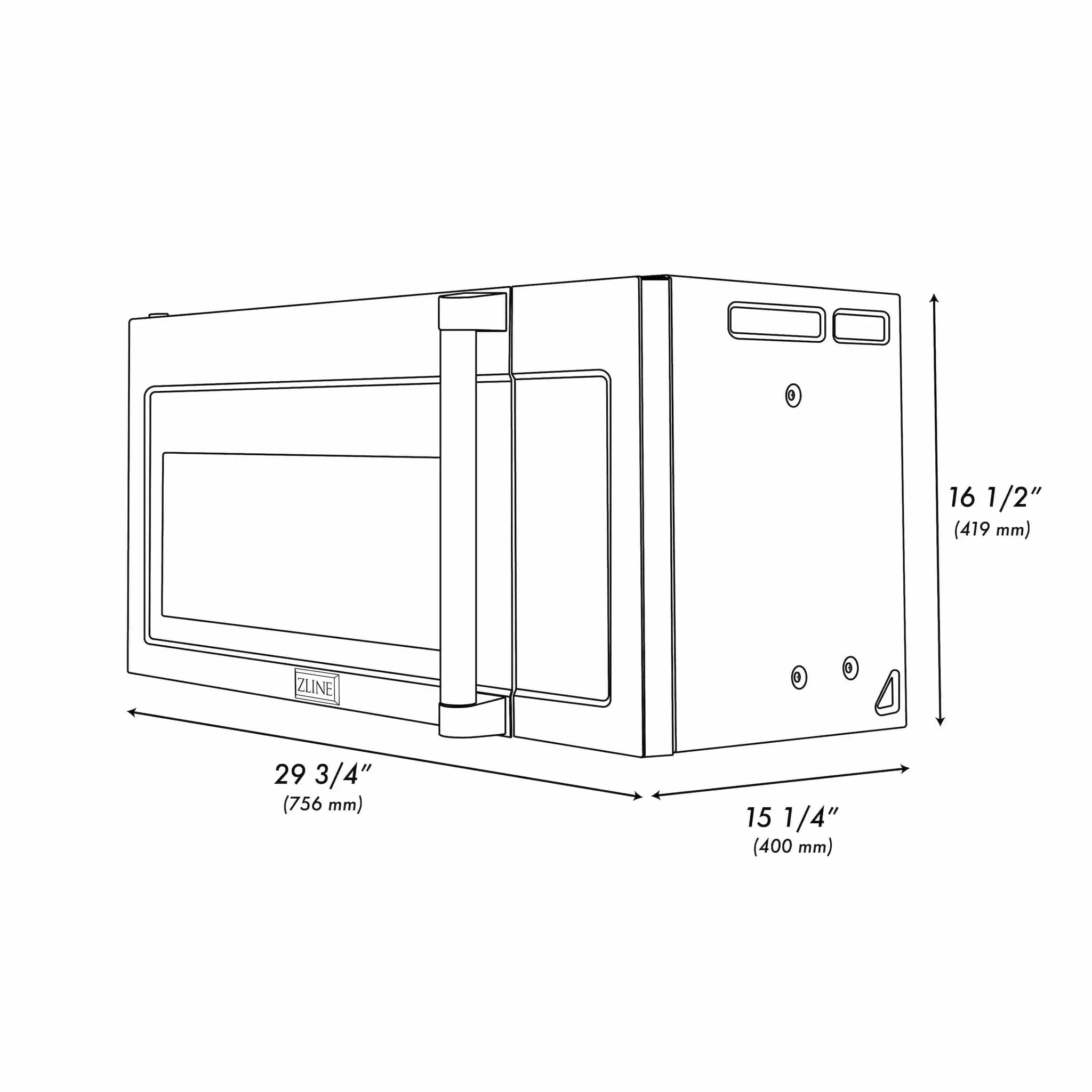 ZLINE 30" Recirculating Over the Range Convection Microwave with Traditional Handle and Charcoal Filters in Fingerprint Resistant SS MWO-OTRCFH-30-SS by Farmhouse Kitchen and Bath