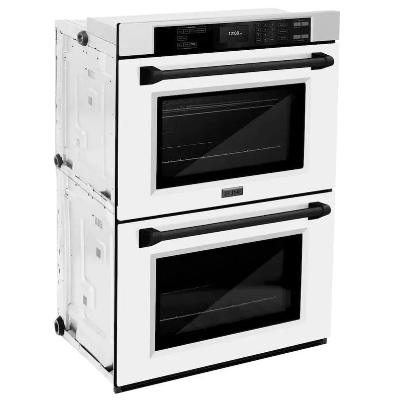 ZLINE 30"Professional True Convection Double Wall Oven, Air Fry, Self Clean, White Matte, Matte Black WADZ-WM-30-MB by Farmhouse Kitchen and Bath