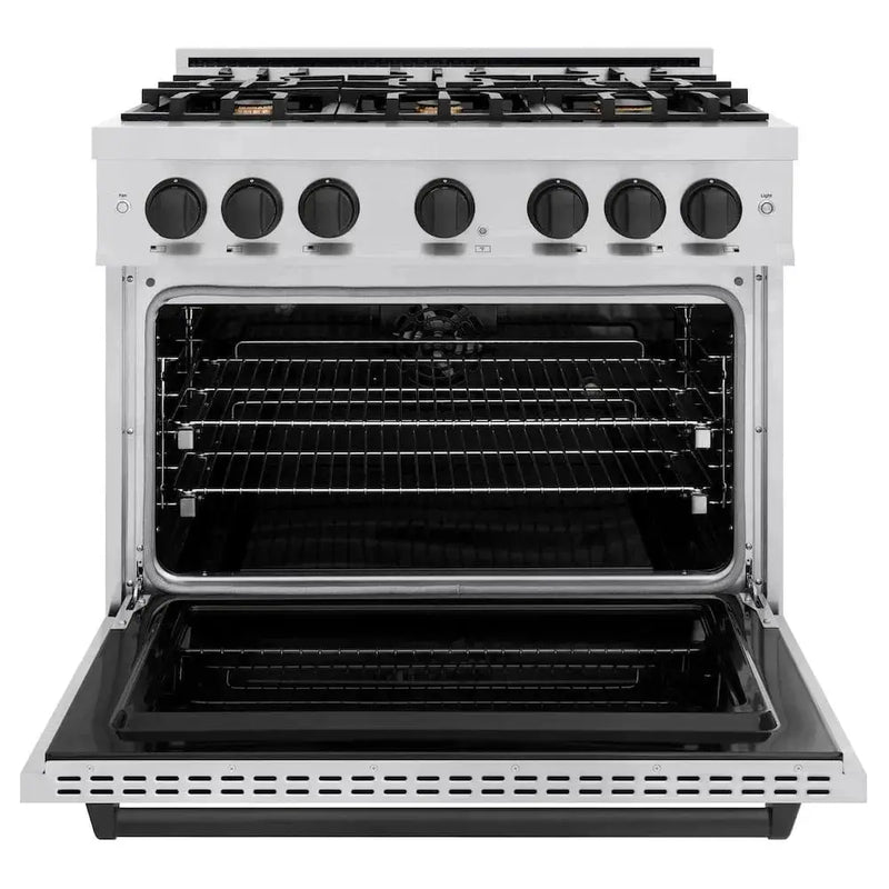 ZLINE 36" Dual Fuel Range, Gas Cooktop, Electric Convection Oven Stainless Steel, Matte Black CDRZ-36-MB by Farmhouse Kitchen and Bath