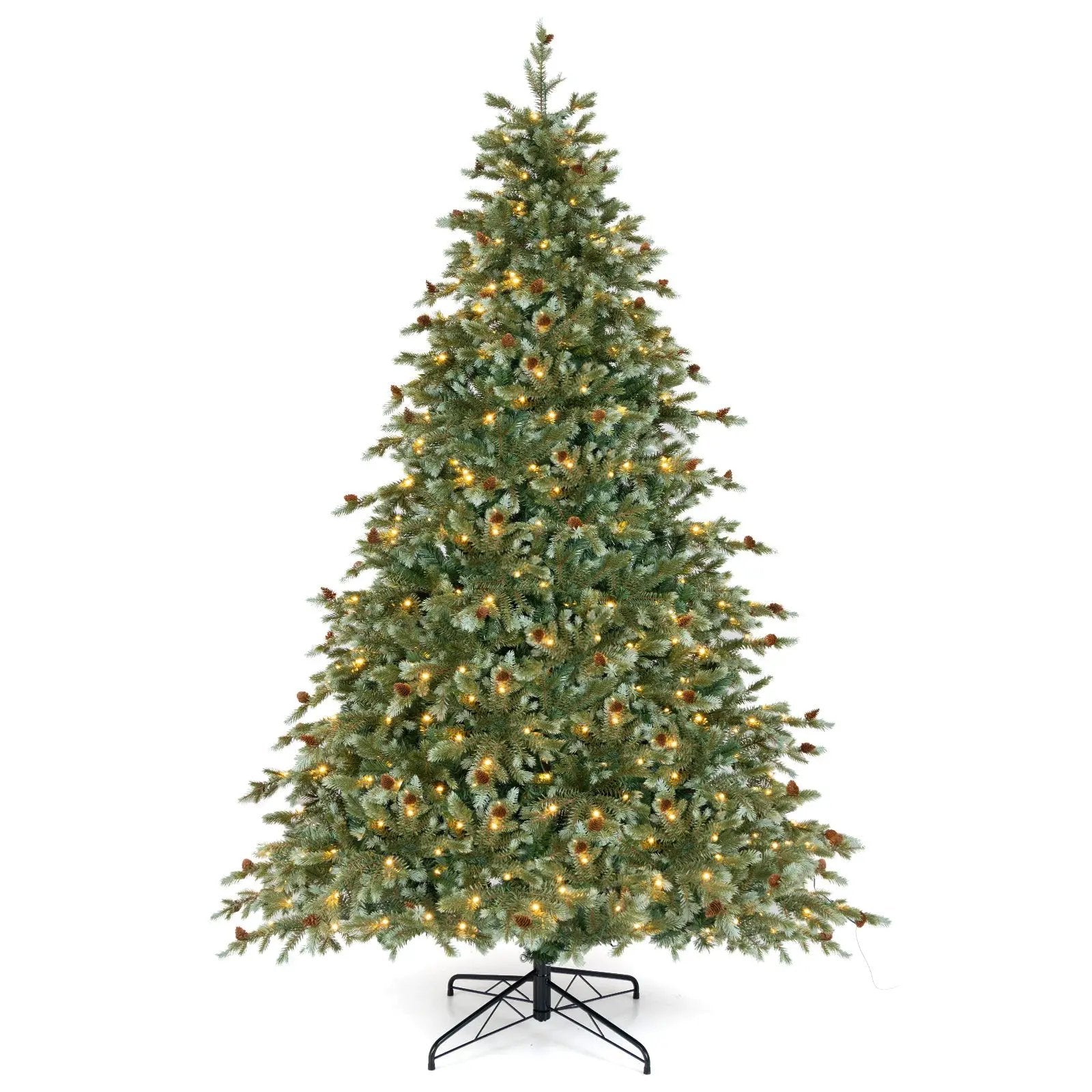 6/7/8 Feet Christmas Tree with Warm White LED Lights and Pine Cones by DirectDeals